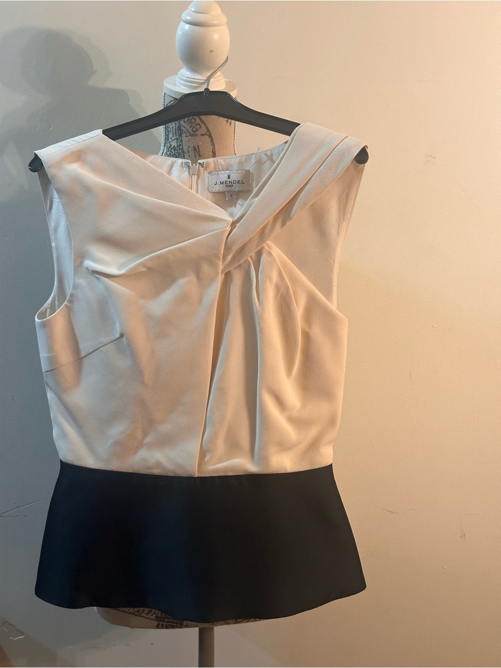 J. Mendel Cream Sleeveless Draped Bodice Top